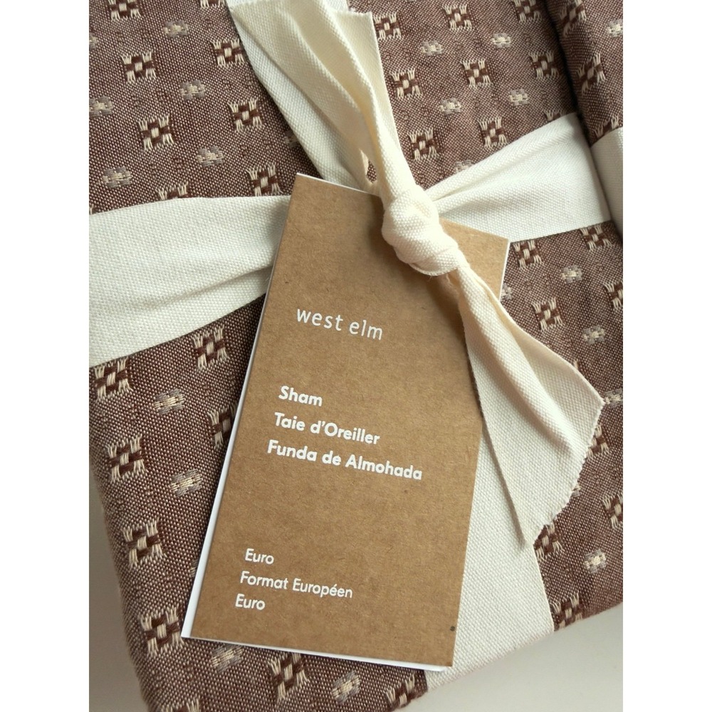 West Elm Reversible Micro Pattern Auburn 100% Cotton Euro Shams, NWT, Retail $98 - Picture 3 of 4
